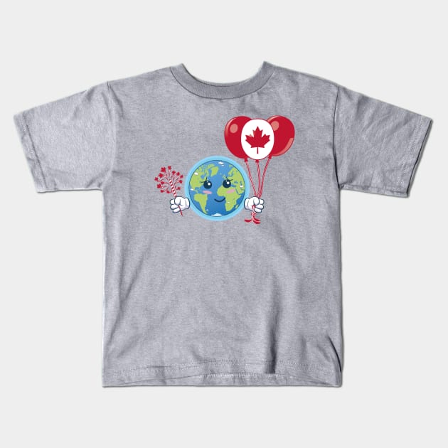 Canada Day.Earth celebrates the Canada's Birthday Kids T-Shirt by FunawayHit